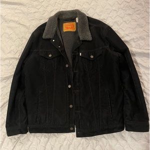 Mens Black Levi Corduroy Jacket XL